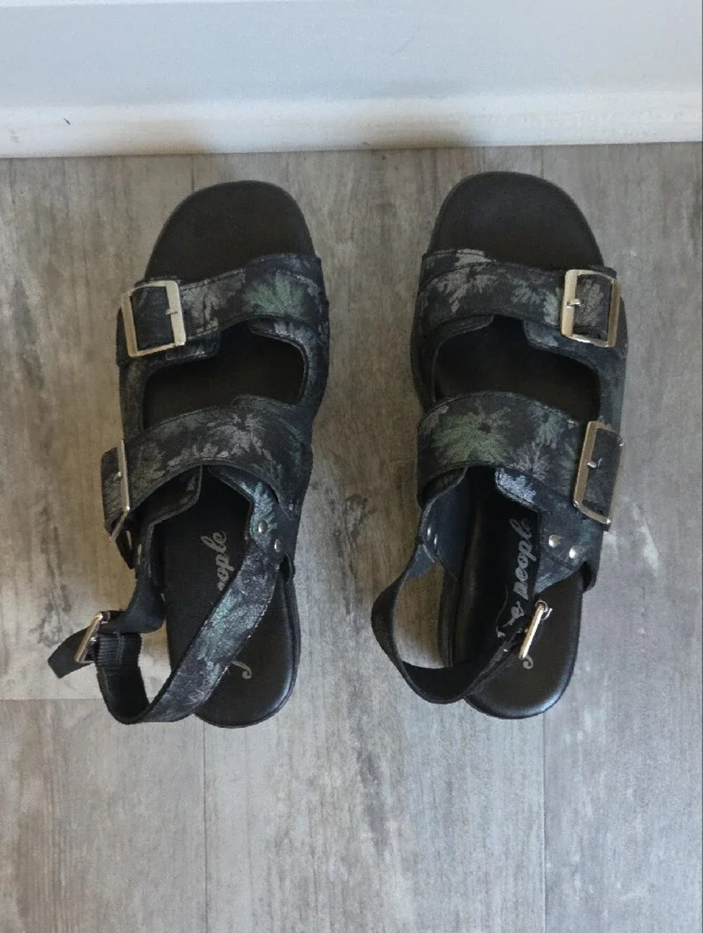 Free People Black Daisy Colorway Platform Sandals